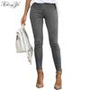 Женские джинсы, модные эластичные однотонные эластичные узкие брюки с рюшами, повседневные брюки