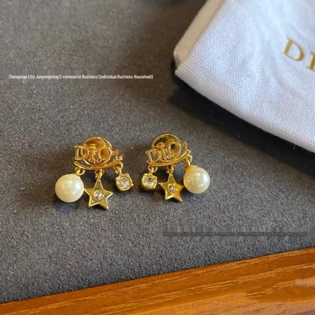 Серьги Di Jia со звездой и жемчугом, с кисточкой - Женские милые бриллиантовые пусеты