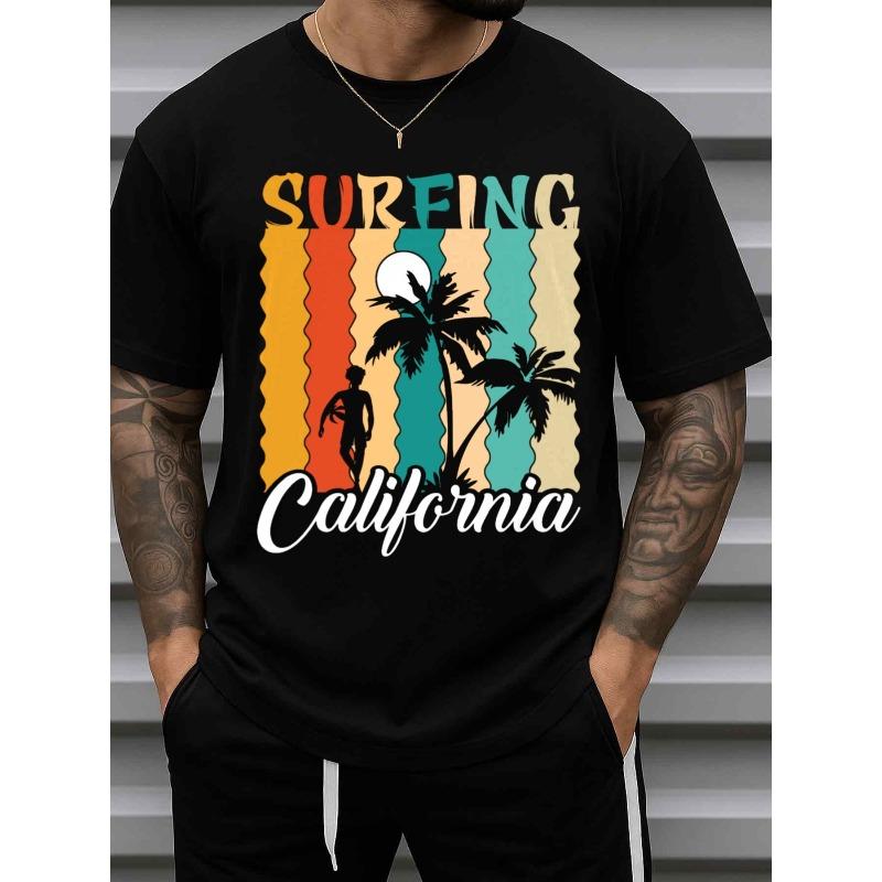 Футболки для серфинга California City | Повседневные, с круглым вырезом, с коротким рукавом, модные и стильные, идеально подходят для повседневной носки и выходных, идеальны для лета