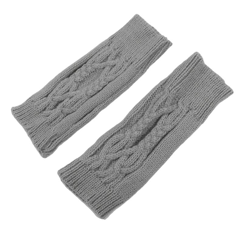 1 пара зимних вязаных перчаток без пальцев, теплые однотонные полуварежки, короткие вязаные варежки для женщин и мужчин