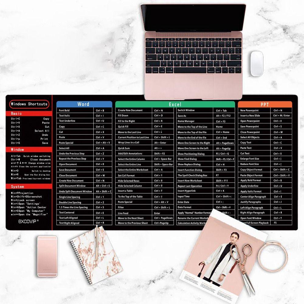 Waterproof Shortcut Mouse Pad NonSlip Office Software Mousepad Quick Key Mousepad  Software Excel