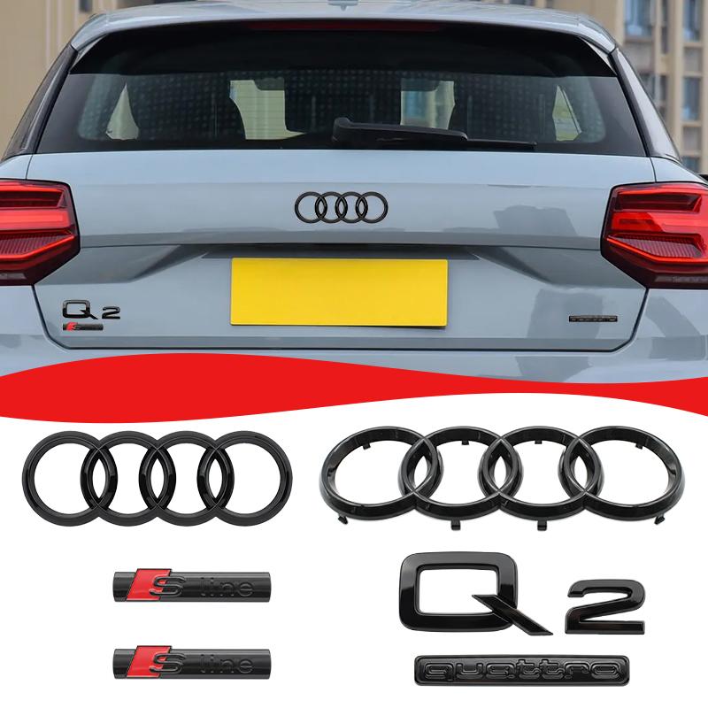 3D ABS Sticker Car Styling Hood Front Grille Quarrto Rear Trunk Middle Sline For Audi Q2 2016-2018 Emblem Badge Auto Accessories