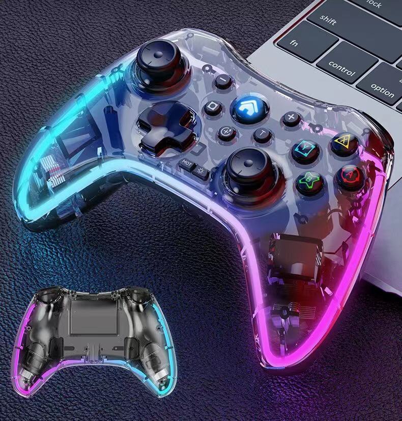 Беспроводной Прозрачный RGB Световой Контроллер Вибрационный Мотор Совместимый PS4 Android Телефон Игровая Консоль Пульт Дистанционного Управления Джойстики S03
