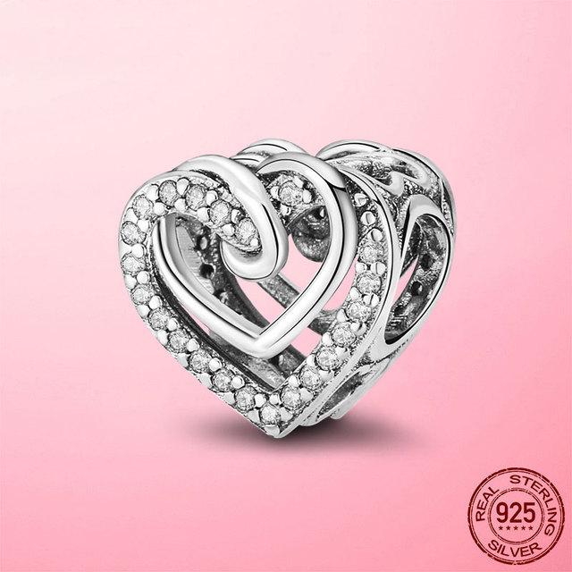 925 Sterling Silver O Pendant Love Heart Snake CZ Clip Charm Beads Fit Original Women Bracelet Bangle Silver 925 Jewelry
