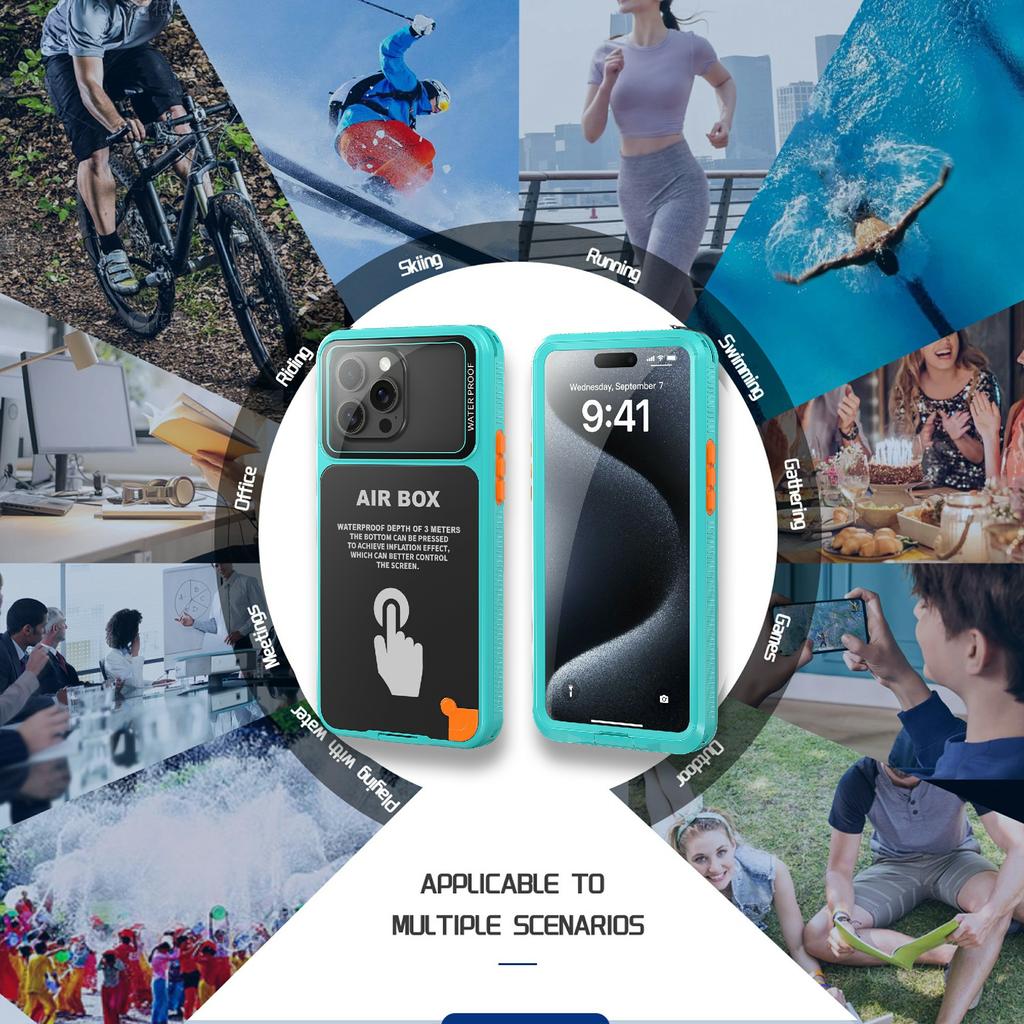 Серия SHELLBOX Air Box Для iPhone 15 Pro Max Водонепроницаемый чехол PC+TPU+PET Защитный чехол для телефона