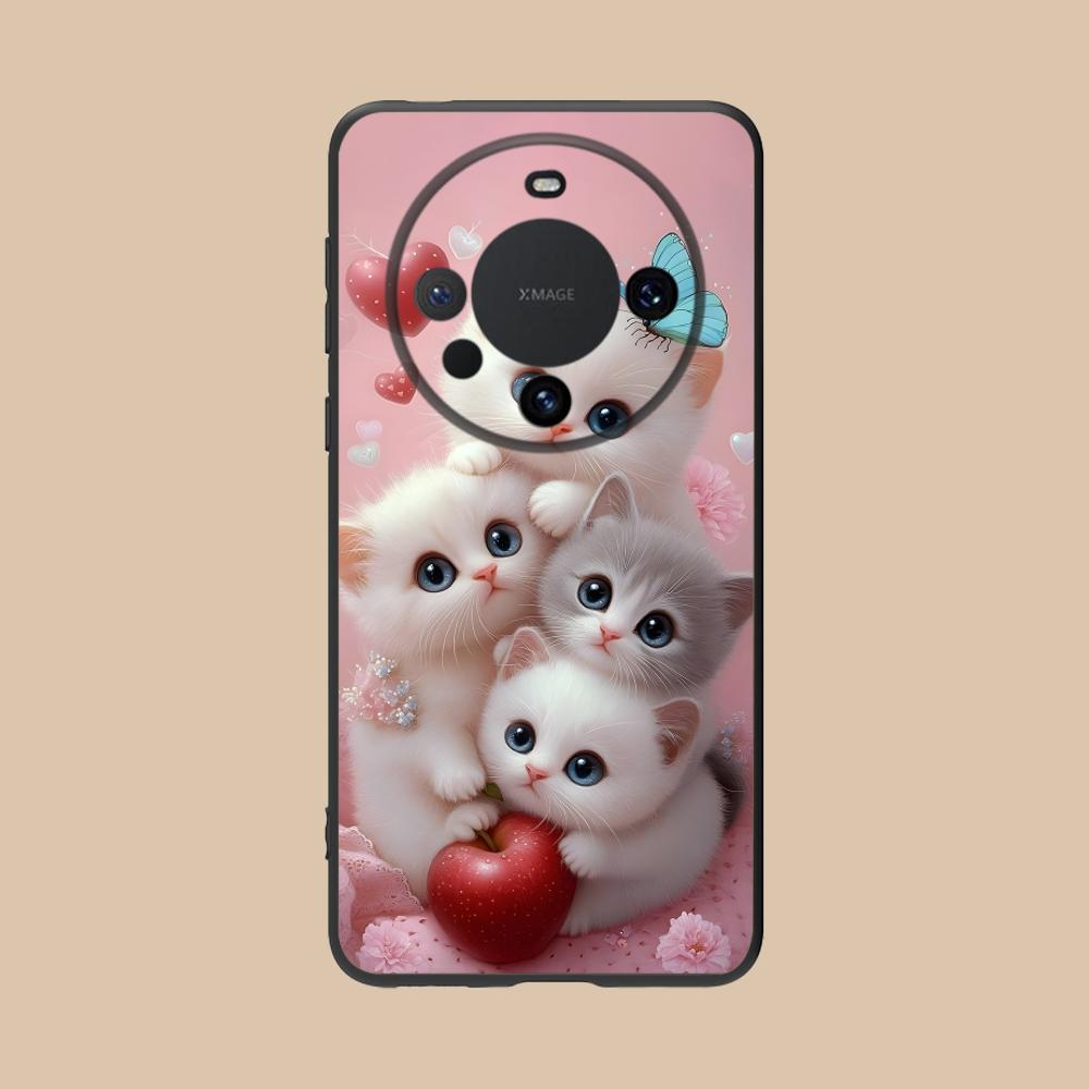 Kitten Cute Cat Kawaii Phone Case for Huawei Mate 60 50 40 30 20 10 Pro Plus Lite E 5G Black Luxury Cellphones Pretty