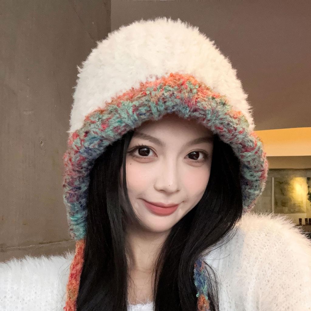 Autumn and Winter New Warm Plush Hat Women's Ear Protectors Thickened Headgear Versatile Face Small Wool Knitted Hat