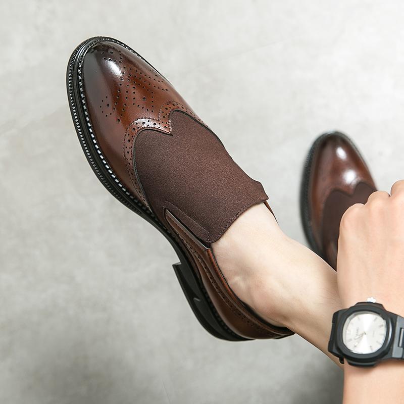 Мужская обувь, формальное платье, повседневная кожаная обувь-броги, резная, пэчворк, коричневого цвета, элегантный роскошный костюм, мужская обувь, большой размер, дропшиппинг, мода
