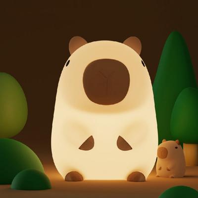 Ночник с капибарой, милый мультяшный USB перезаряжаемый светодиодный светильник, прикроватная сенсорная лампа для новорожденных, рождественский декор для спальни для малышей