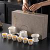 Suet Jade Light Luxury White Porcelain Kung Fu Tea Set, a Complete Set of Beam Pots, High-end Souvenir Gifts, Gift Boxes, Boutique Products