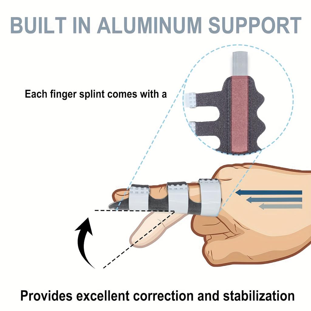 4pcs Upgraded Trigger Finger Splint,Trigger Finger Brace Support with 3 Adjustable Fixing Belt,Finger Straightener for Middle Ring Index Pinky Thumb