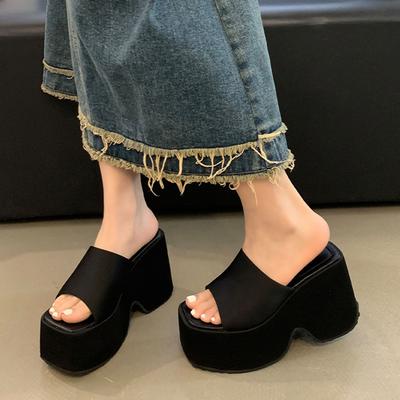 Летние панковские босоножки на толстой платформе для женщин, черные туфли для отдыха, повседневные тапочки, большой размер 42