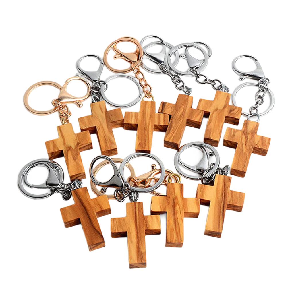 Christian Wooden Crosses Keychain Bag Pendant Keyring for Religious Devotees and Styles Lover Everyday Key Management