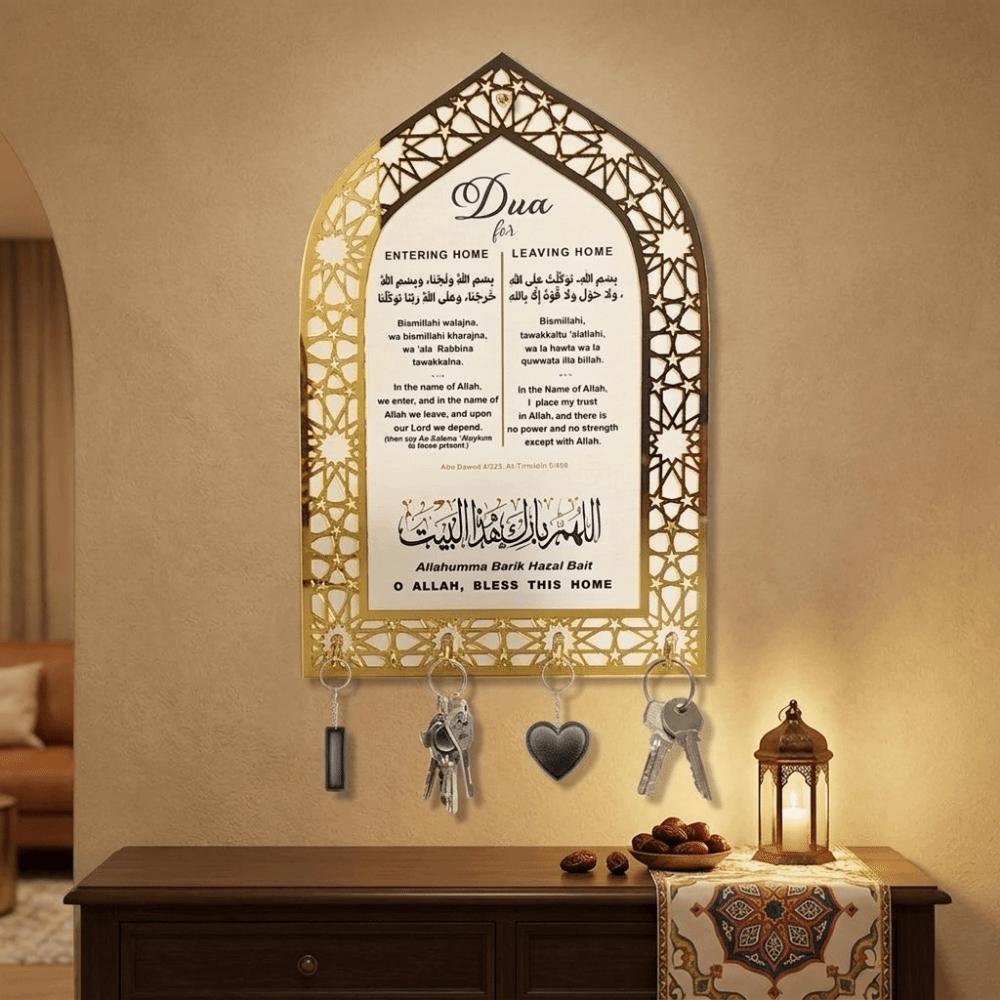 Detachable Acrylic Key Hanger Wall Mounted Arabic Key Holder Key Organizers Hook Eid Al Adha Gift