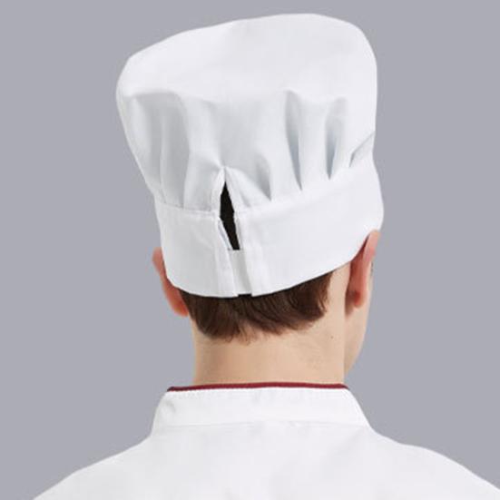 Поварской колпак однотонный с плоским верхом, плиссированный дизайн, дышащий хлопковый поварской колпак, регулируемая посадка, легкая кулинарная шапочка