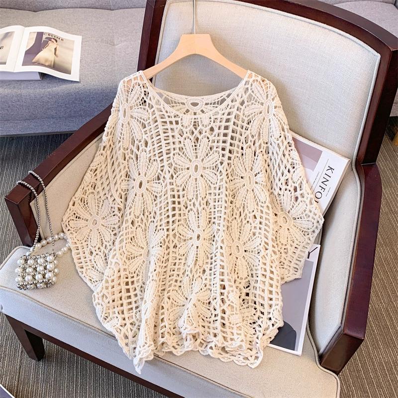 DIMANAF 2024 Новая летняя женская футболка с изображением летучей мыши без рукавов Базовые кружевные модные топы Кружевные футболки Повседневные свободные футболки