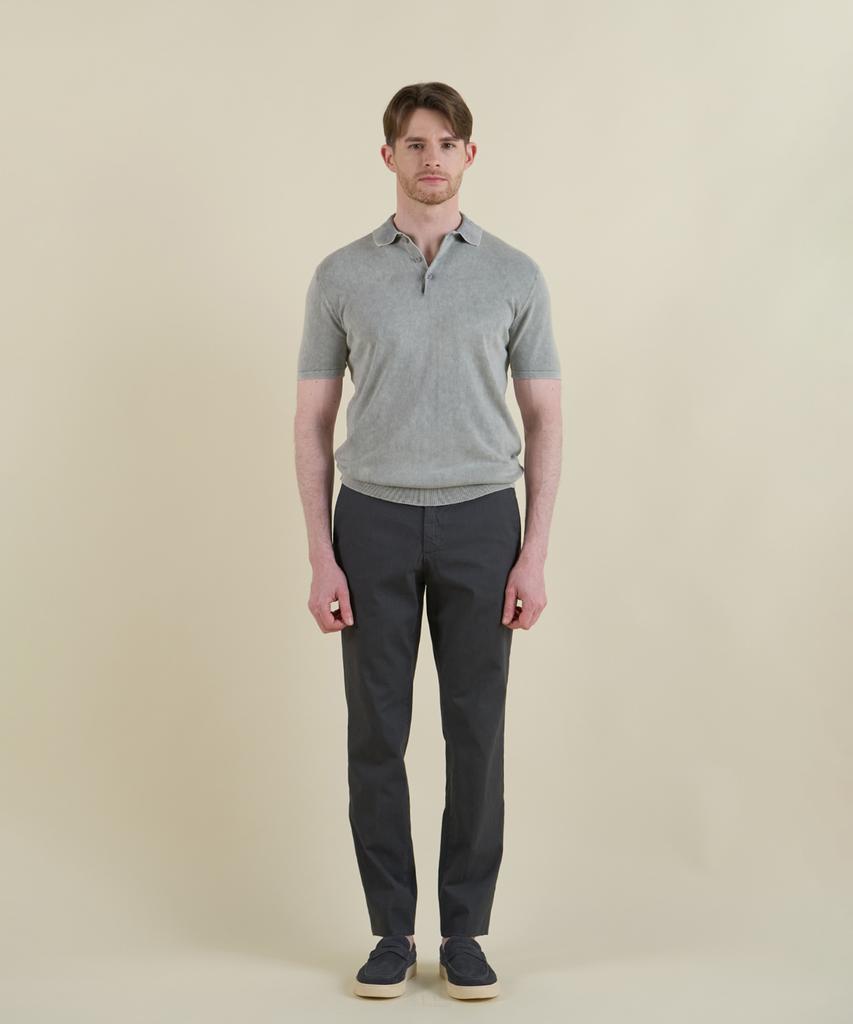 PANICALE Charcoal Slim Fit Cotton Twill Pants