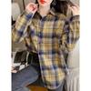 Женские толстые плюшевые теплые клетчатые рубашки, винтажная свободная блузка с карманами, осень-зима, женские повседневные корейские топы с длинными рукавами