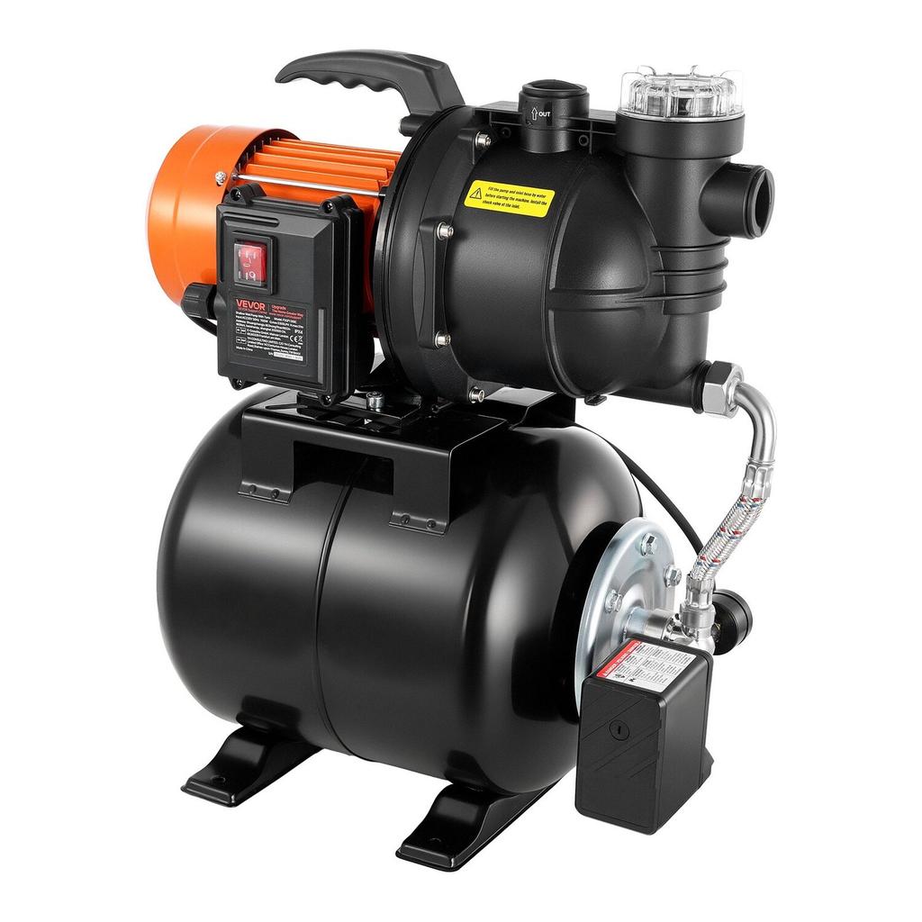 735W Shallow Well Pump with Pressure Tank, 3785 LPH, Irrigation Jet Pump with 19L Tank, Filter, Check Valve, Automatic Water Booster System, 1.4-2.8