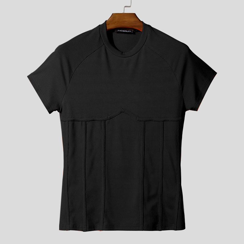 INCERUN Мужские футболки с круглым вырезом, коротким рукавом, для спортзала, спорта, повседневные, приталенные