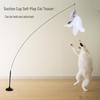Strong Suction Cup Cat Teaser Wand: Detachable Long Rod with Feather, Bell, and Self-Play Interactive Toy