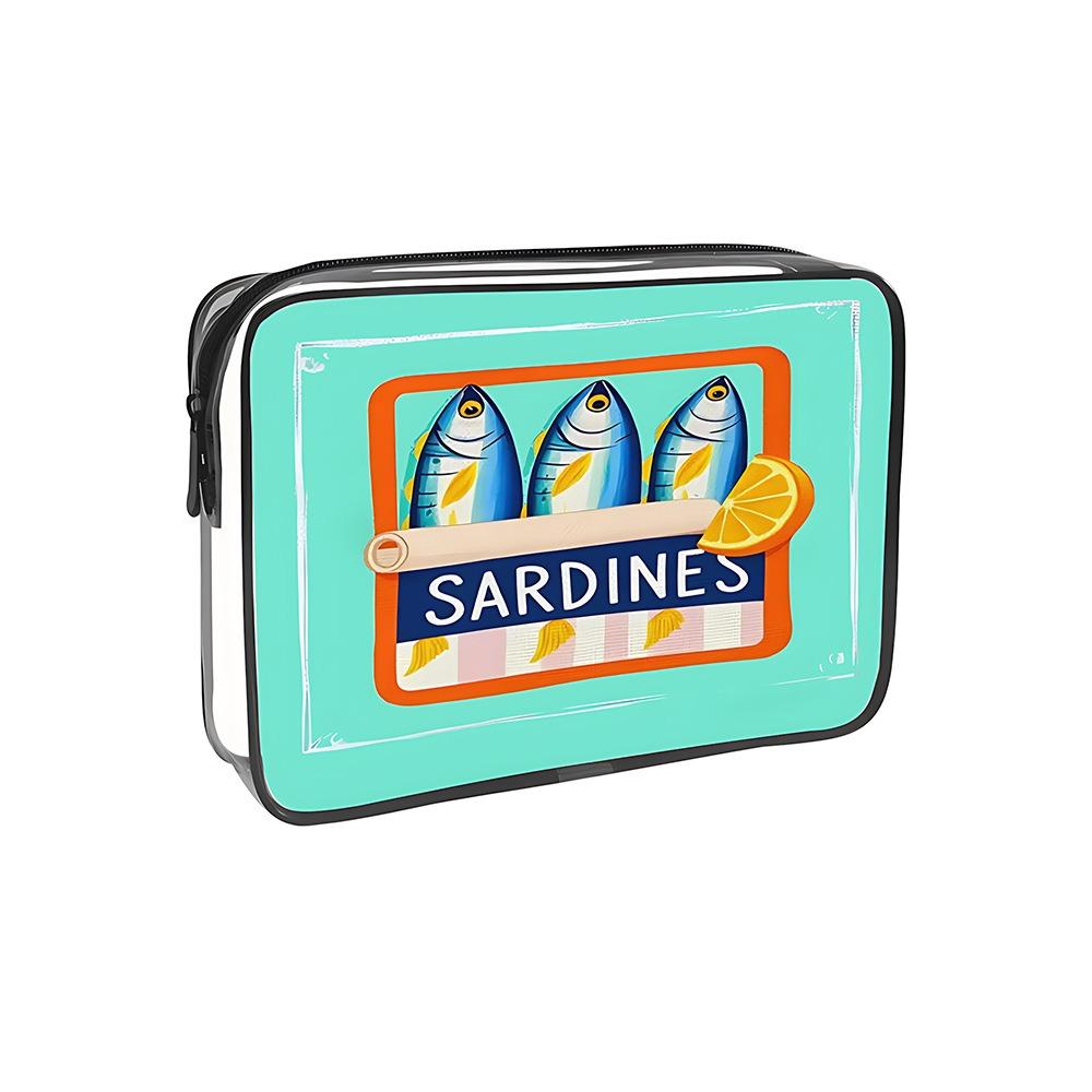 PVC Canned Sardines Makeup Bag Waterproof Zipper Closure Sardine Tin Fish Cosmetic Bag Portable Pencil Case Pouch for Women