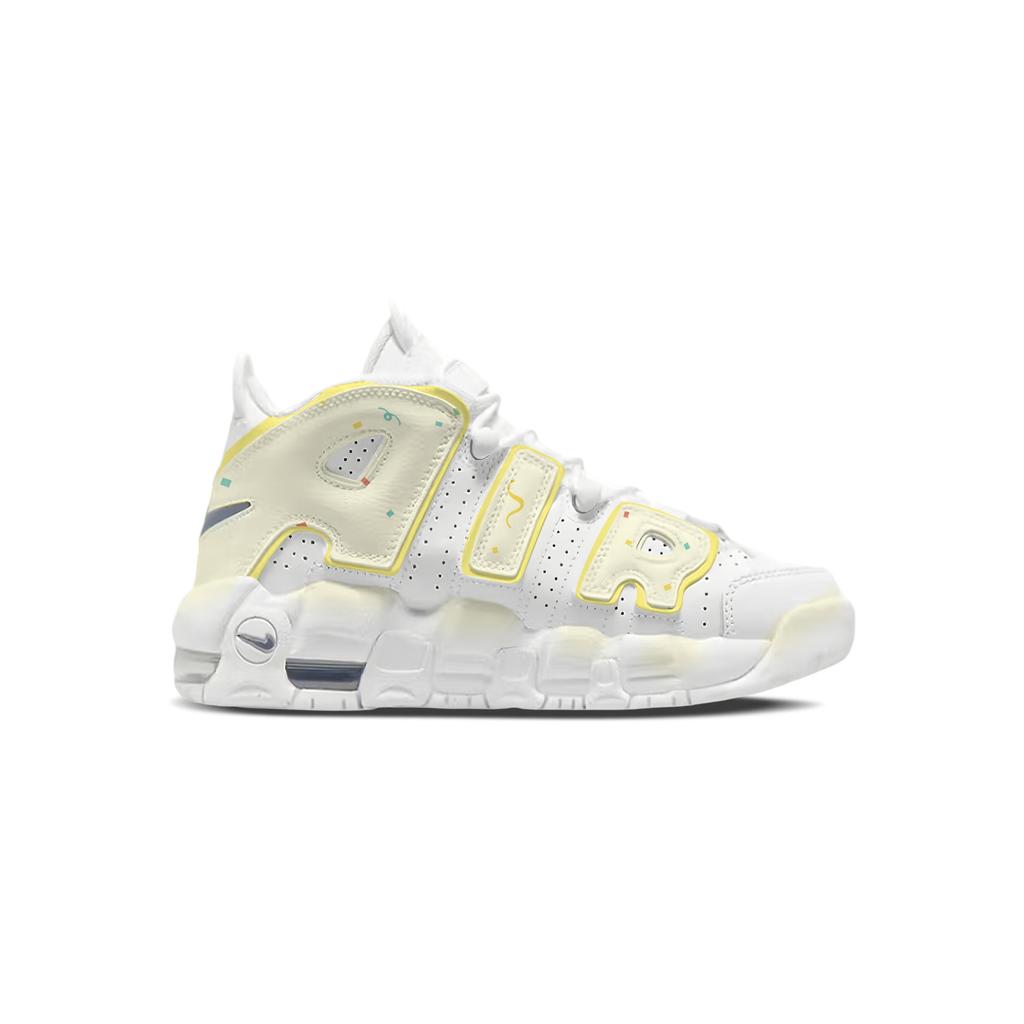 Nike Air More Uptempo Cream Yellow Trim Cushioning, Wear Resistant Mid top Basketball Shoes Women's White Yellow DH9719-100(Team1868-)