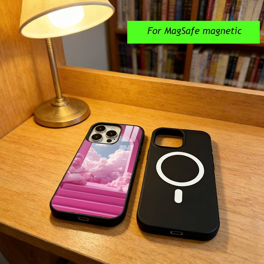 Stylish pink clouds for girls Phone Case For iPhone17,16,15,14,13,12,11 Plus,Pro Magnetic For Magsafe Wireless Charging
