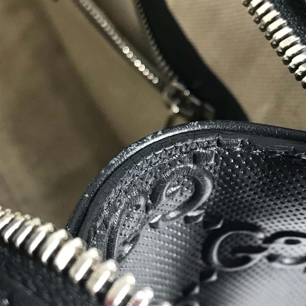 GUCCI 625774 GG embossed logo Bag Tote Bag Shoulder Bag Leather Black