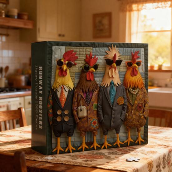 1000Pcs/Set Runway Roosters Jigsaw Puzzle Rooster Art Puzzle Challenge Game Educational Animal Difficult Puzzle Toy Decoration