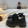 Black Small Man Thick-Soled Heightening Lace-Up Small Leather Shoes Women'S Single Versatile Retro British Style