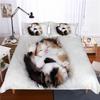 Super Cute Kitten Kids Bedding Set Kawaii Girl Quilt Cove King Queen Size Cute Cat Animal Polyester Duvet Cover