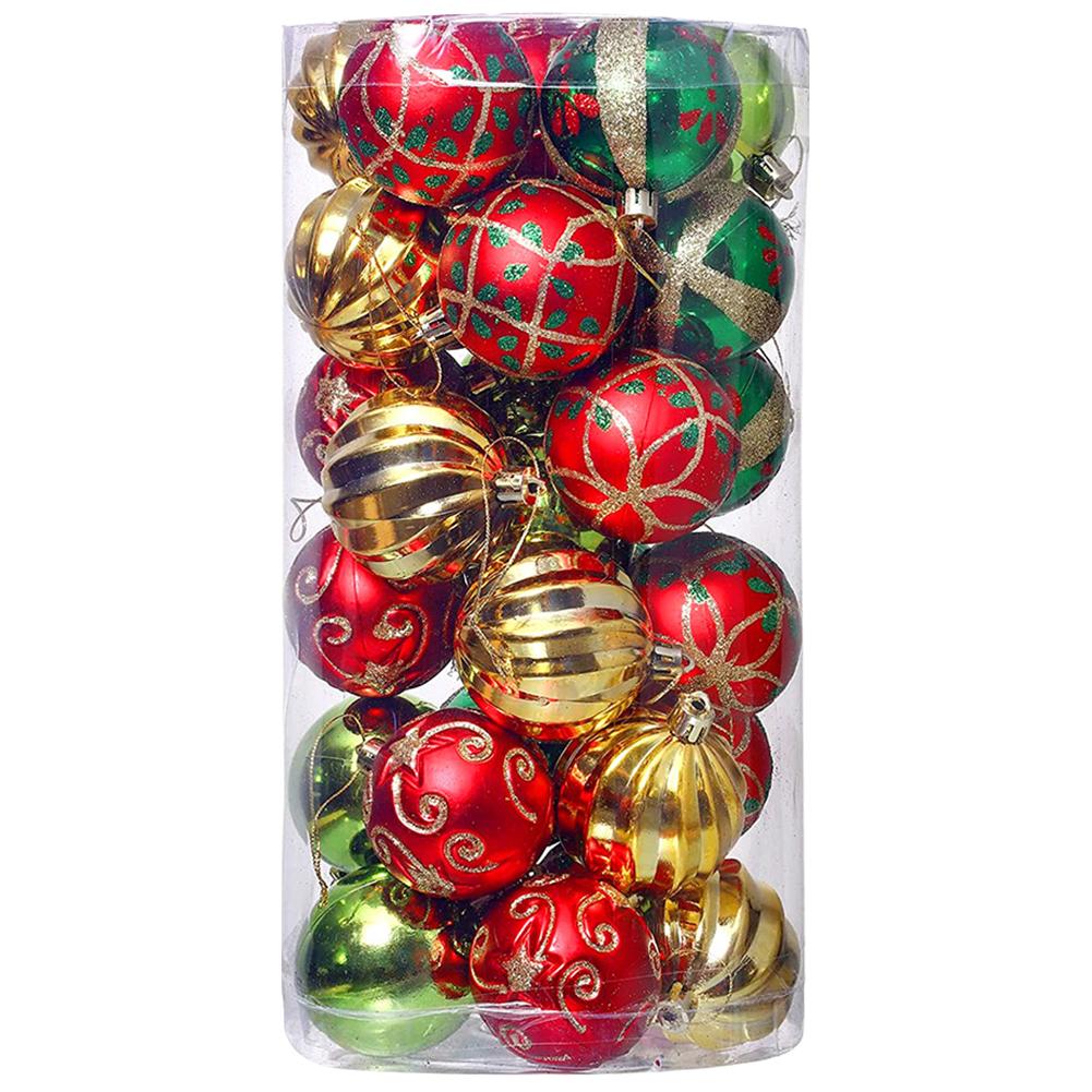 30 шт. Рождественские подвесные подвески, пластиковые 2,36-дюймовые рождественские елочные шары, набор, рождественские круглые шары, украшения для праздника, свадьбы, вечеринки, декор