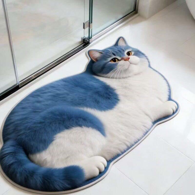 Мультяшный кошачий коврик для ванной из диатомита, влаговпитывающий, нескользящий, износостойкий, коврик для ванной комнаты, для входа в туалет