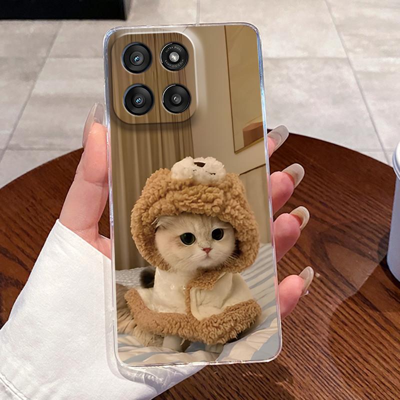 Jelly Casing For Motorola Moto G Stylus 5G 2025/Moto Edge 60 Stylus Funda Clear Silicone Soft TPU Cover Cute Cat Protective Case