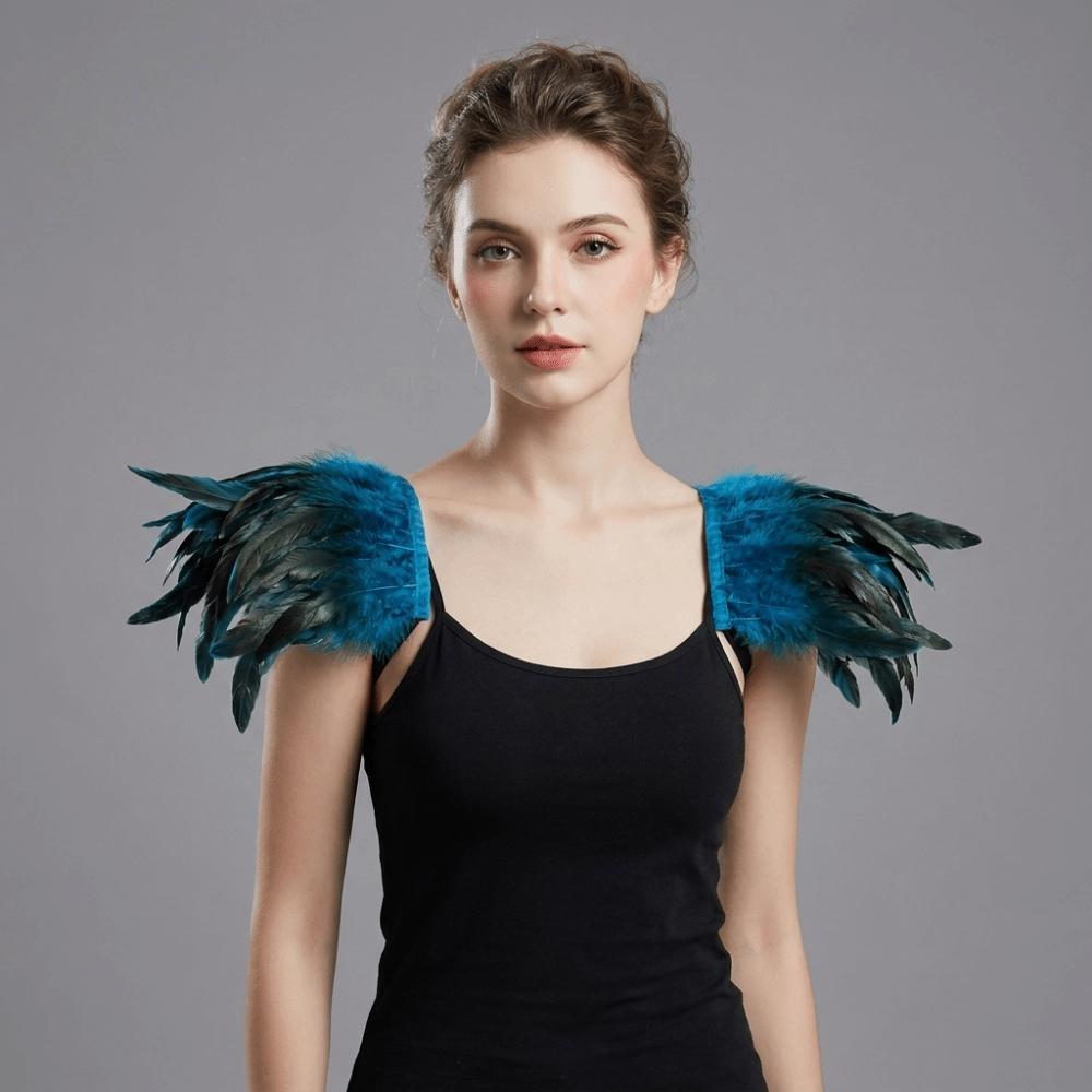 Elastic Ball Shawl Gothic Style Performance Shawl Simple Feather Shoulder Badge Performance