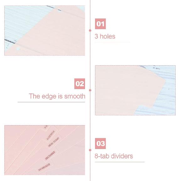 Koqye 8-Tab Binder Index Dividers for 3 Ring Binders, Colored Plastic Dividers withTabs, 3 Hole Punched Sturdy Dividers - Organize School and Office