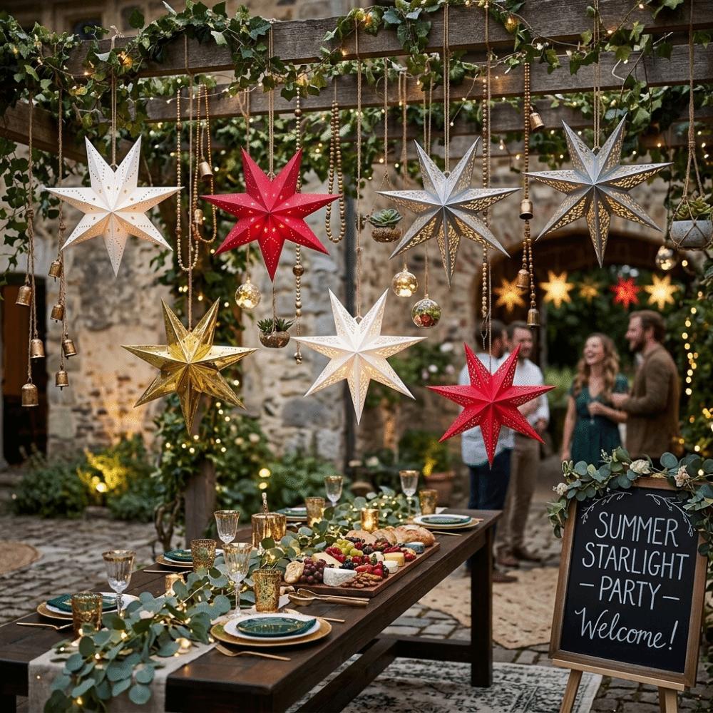 DIY Paper Star Pendant Colorful Christmas Tree Ornament Lampshade Paper Lantern Thanksgiving