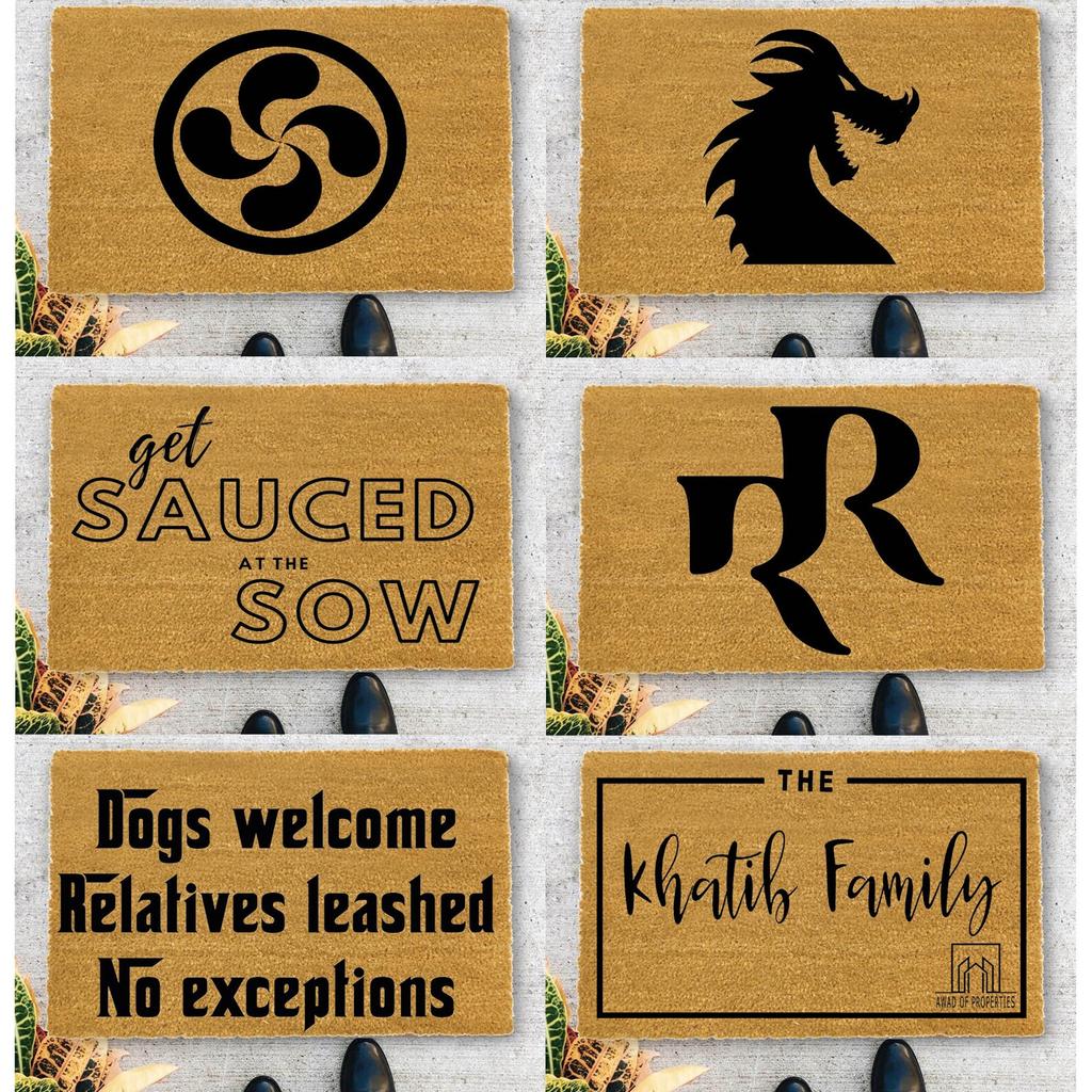 Text Logo Doormat Unique Design Anti-slip Absorbent Welcome Mat Indoor Outdoor Entryway Carpet Home Company Bathroom Rug
