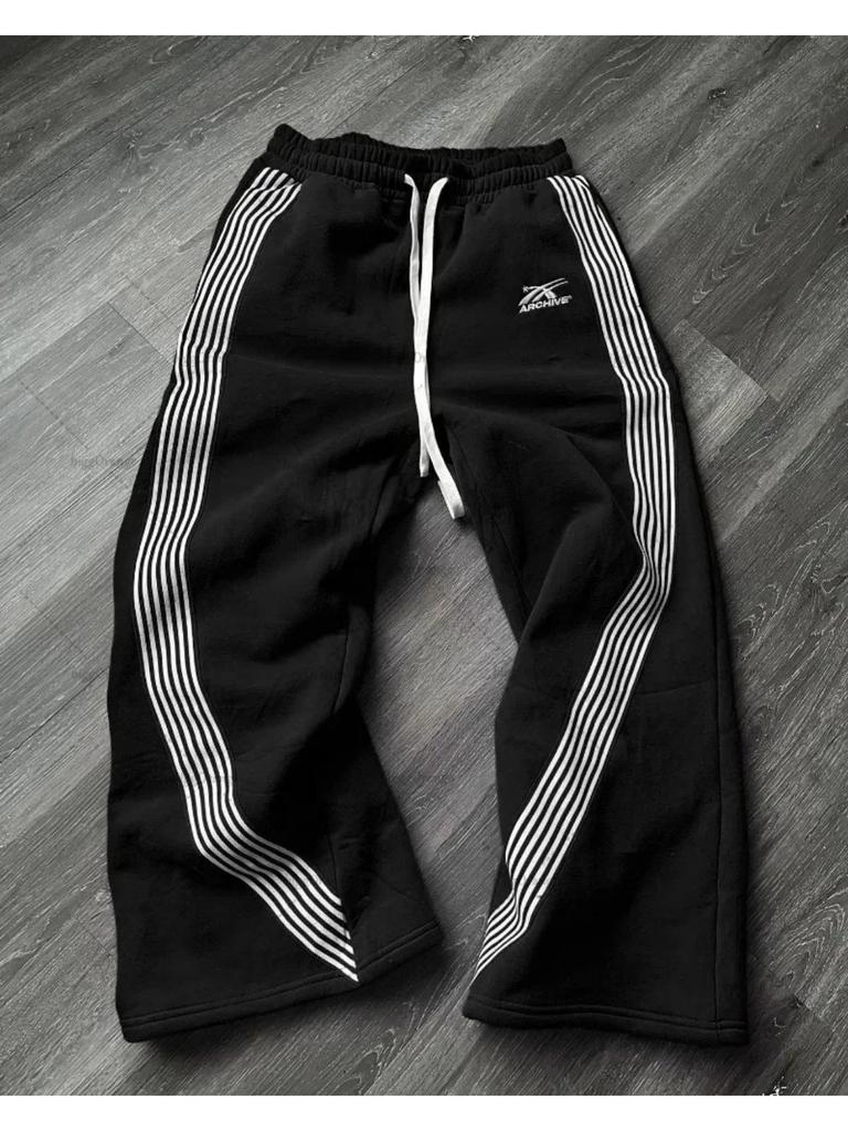 RogueWave Яркие Уличные Хип-Хоп Спортивные Штаны Y2K Харадзюку Ретро Широкие Брюки Американская Оверсайз Мода Свободные и Универсальные Повседневные