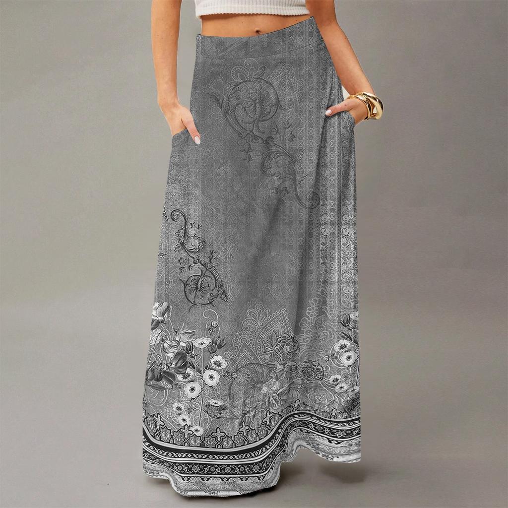 Женское струящееся платье макси, обычная повседневная летняя юбка в стиле бохо