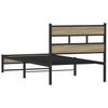Metal Bed Frame without Mattress Sonoma Oak Finish 107 x 203 cm