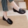 Leather Round Head Retro Mother Single Shoes Women's Autumn Comfortable Flat Heel Beef Tendon Soft Sole Old Man Shoes