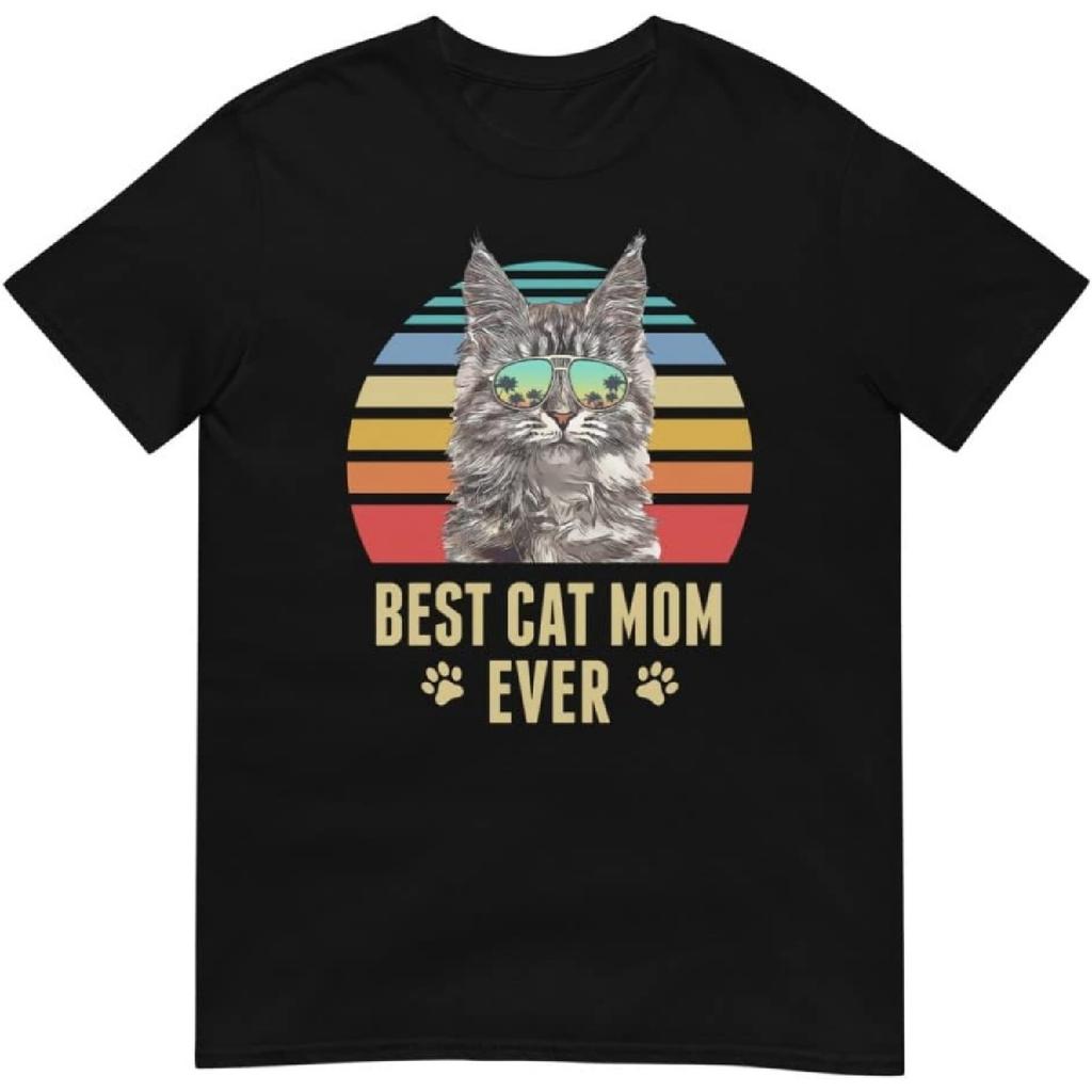 Maine Coon Cat Best Cat Mom Ever Retro Beach Vibe T-Shirt