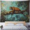 Black leopard jungle tapestry, animal forest wall hanging cloth, exotic landscape wall art for home dormitory decoration