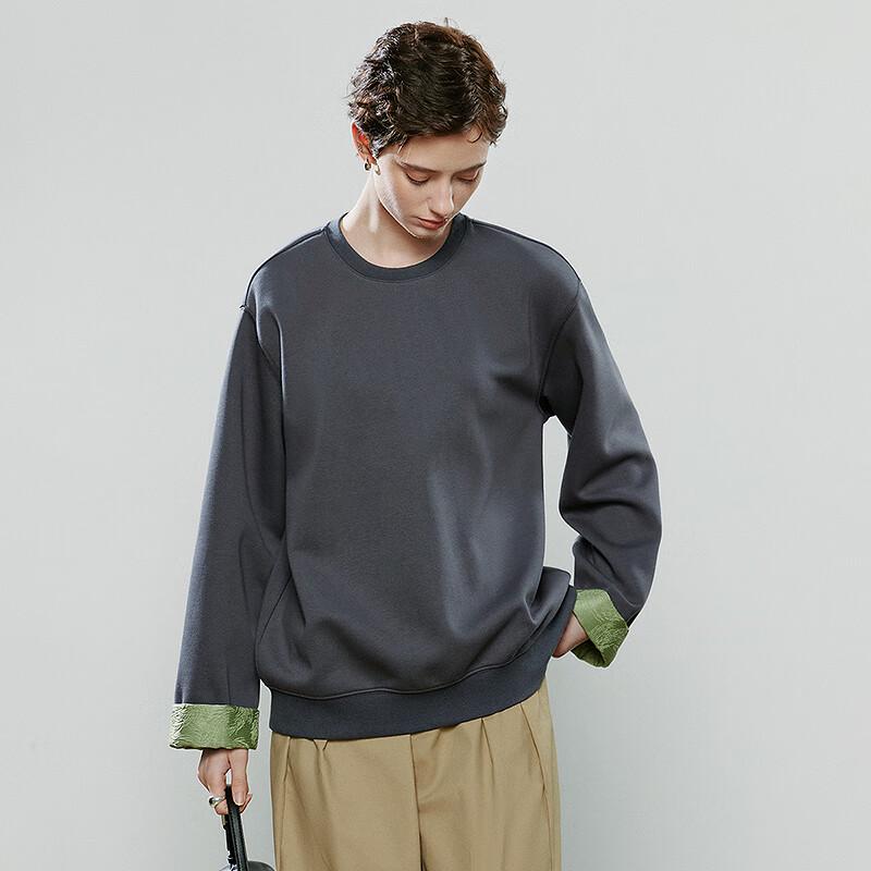 Chuyu Women's New Chinese Style Colorblock Crew Neck Sweatshirt