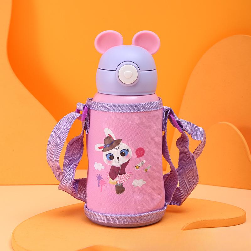 304 Stainless Steel Bouncing Straw Cup with A Collection of Cartoon Stainless Steel Children's Mug. High Quality Practical Daily Use