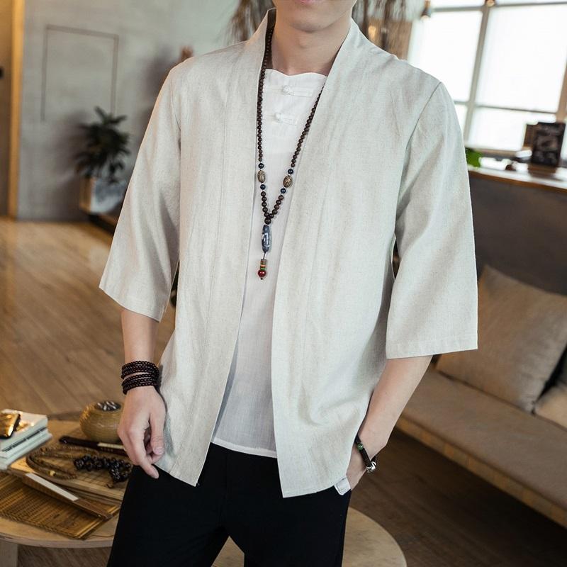 Japanese Men Cardigan Kimono Traditional Japanese Samurai Clothing Streetwear Yukata Male Shirt