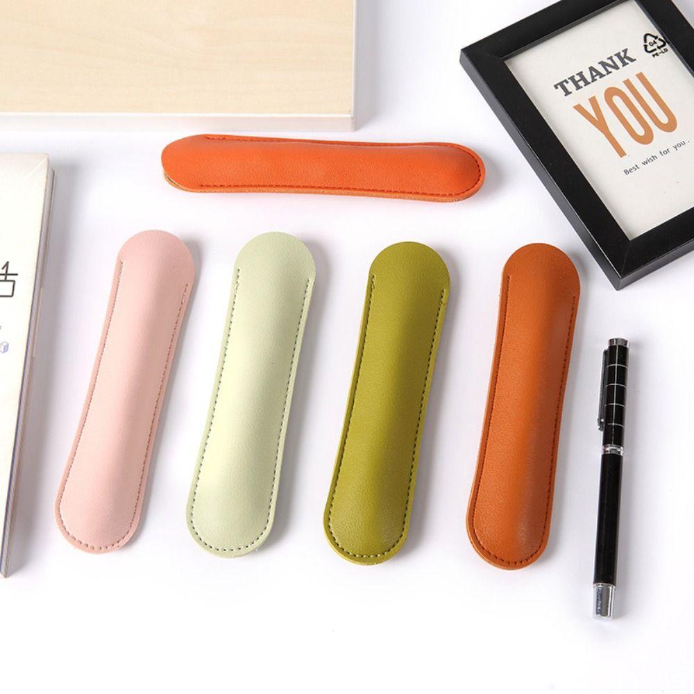 Half Open Pen Protective Bag PU Leather Pen Sleeve Pouch Leather Pen Bag Scrapbook Crafts