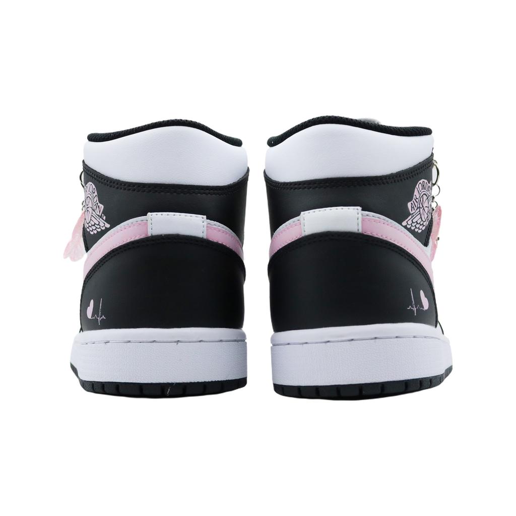 Jordan Air Jordan 1 Leather Cushioning Wear Resistant High Top Vintage Basketball Shoes Women's Black Pink DQ8423-103(Team-)-Random packaging bags